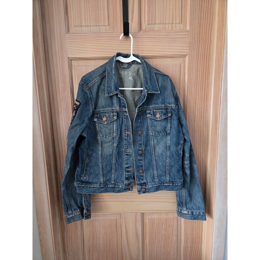 Custom Denim Jean Jacket with Mothman Patches